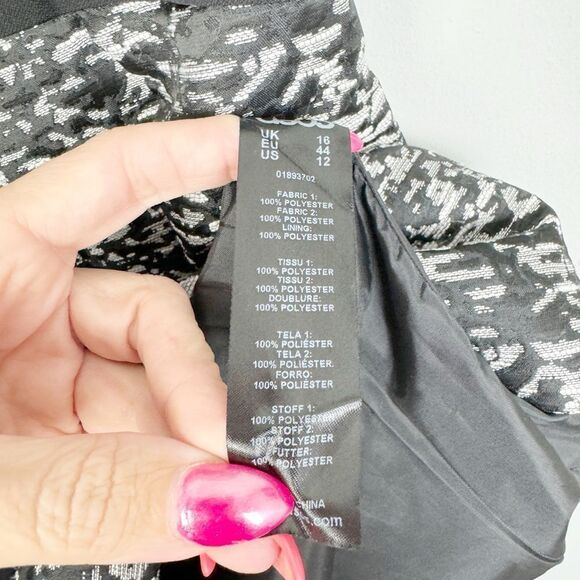 ASOS | NEW Silver & Black Cutout Back V-Neck Mini Dress Women’s Size 12 - Picture 9 of 9